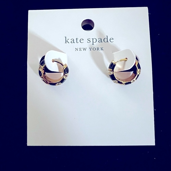 Kate Spade Black and Gold Hoop Earrings - Picture 6 of 6